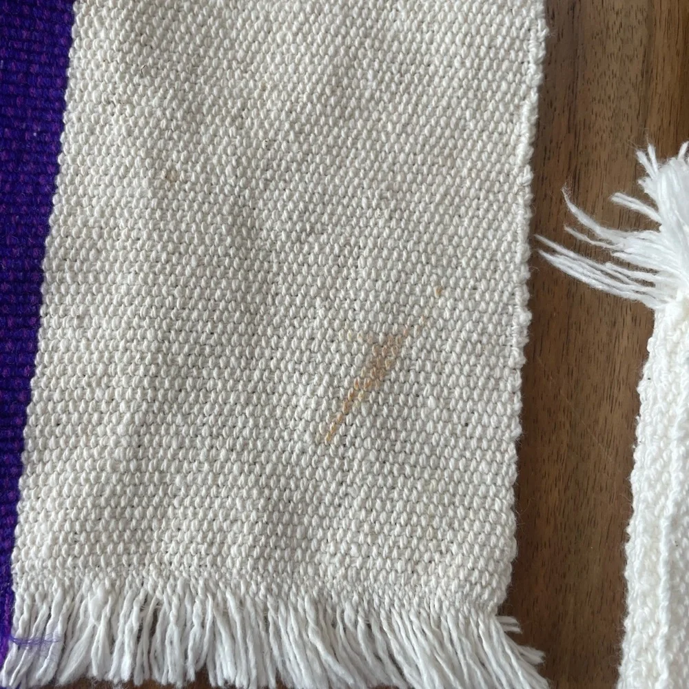 Striped Rainbow Fringe Edge Placemat Square Corners Set of 4 Picnic Retro Bright